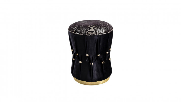 Filled pouf footrest stool ottoman black fabric