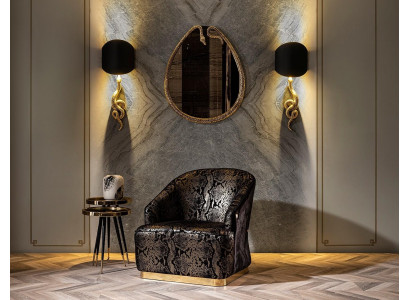 7-piece living room furniture set with sofa, lamp, mirror, and pouf