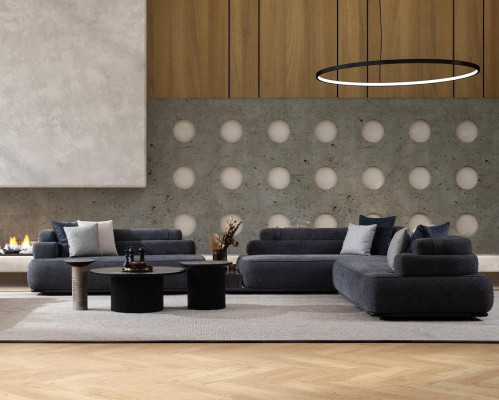 Modern three-seater sofa for the living room with comfortable upholstery