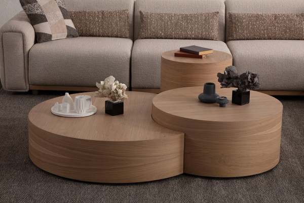 Upholstered coffee table for living room side table 2 pieces