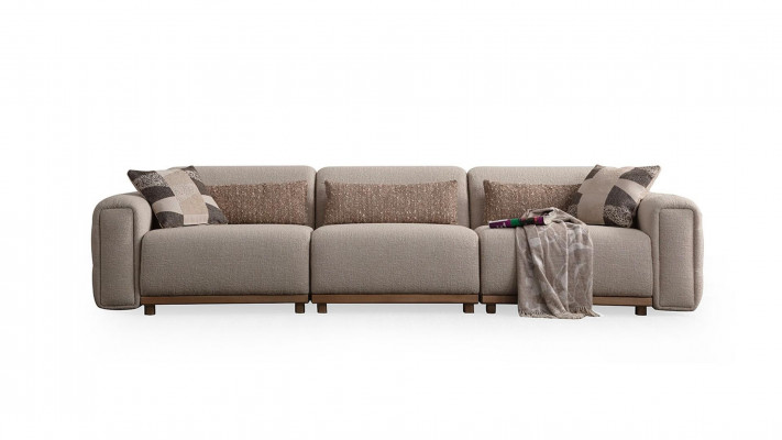 3-seater upholstered sofa Beige Living room Relax New