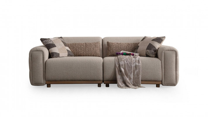 3-seater upholstered sofa Beige Living room Relax New