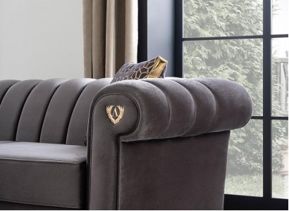 Luxury modern design 3-seater sofa elegant wooden upholstered material new