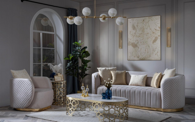 Casual fabric 3-seater sofa of modern design