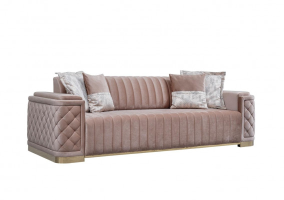 Modern pink fabric 3-seater