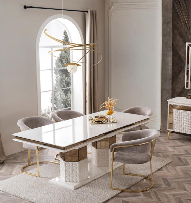 Luxury gold design wooden dining table