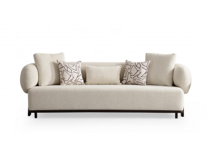 Modern 3-seater sofa in luxury fabric and wood