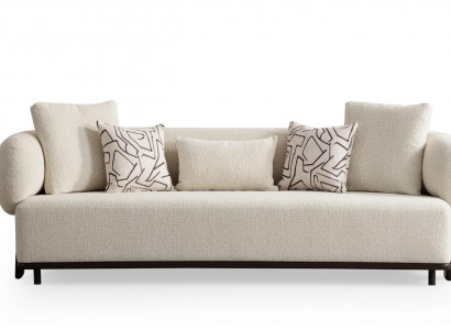 Modern 3-seater sofa in luxury fabric and wood