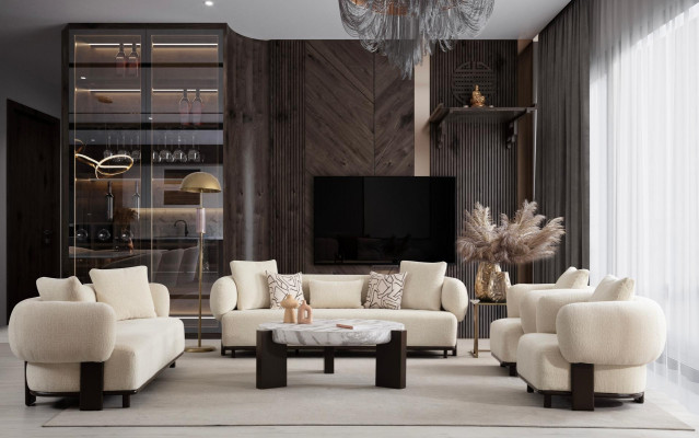 2x sofa set 3-seater white modern design