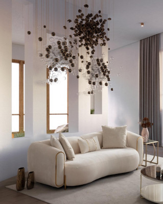 Luxury sofa for 3 people in beige color with modern design