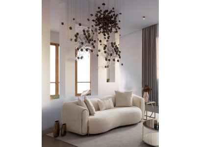 Luxury sofa for 3 people in beige color with modern design