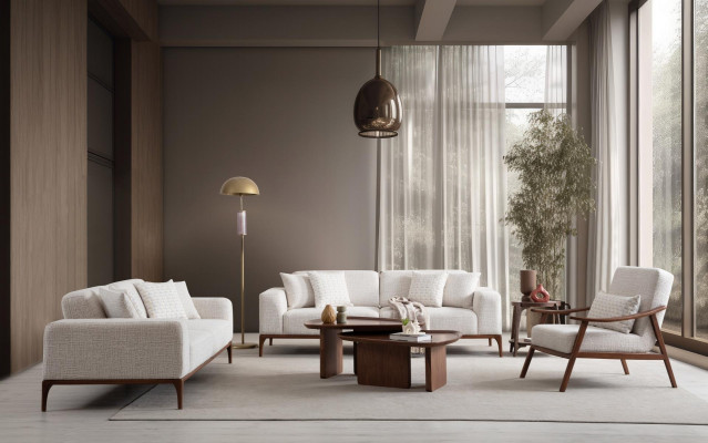 3+3+1 sofa set with leather armrest