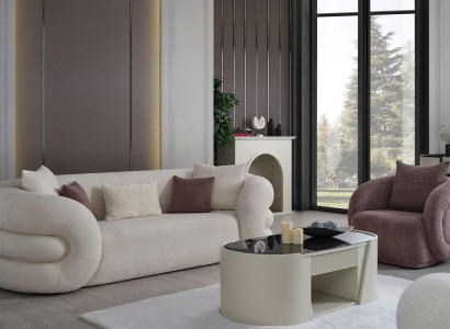 3-seater sofa and chair set in white color 3 pieces new design for living room