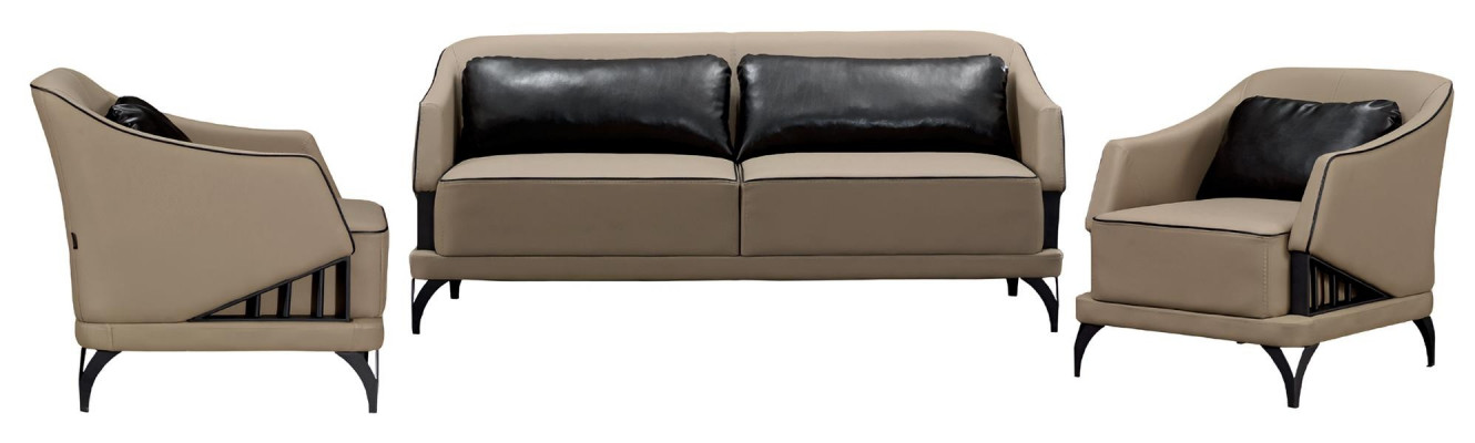 Living room set 3+1+1 with soft finish and wooden table 3 pieces