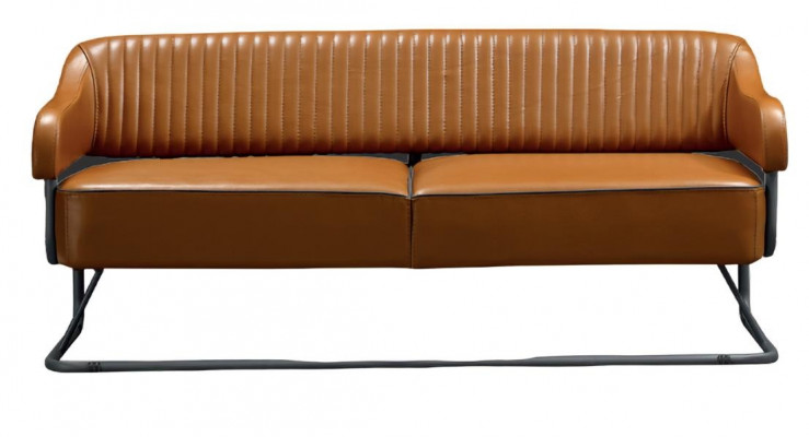 3-seater sofa JV Muebles modern design made of leather and wood