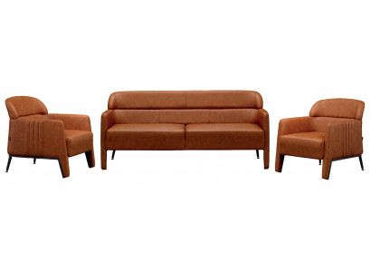 Luxury 3-piece furniture set with armchair and sofa for the living room made of new wood