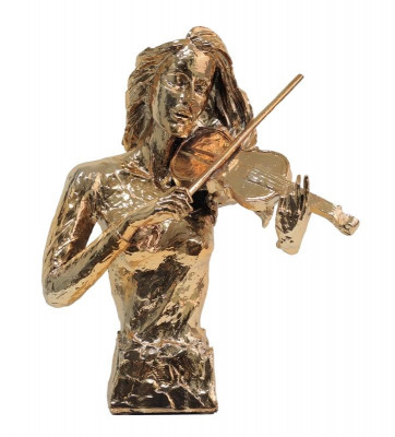 Modern decorative figure of a violinist 46 cm gold statue