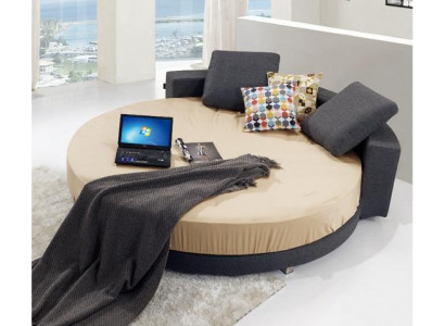 Modern black bed with elegant details and bench