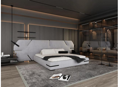 Bed with elegant headboard and modern design for the bedroom