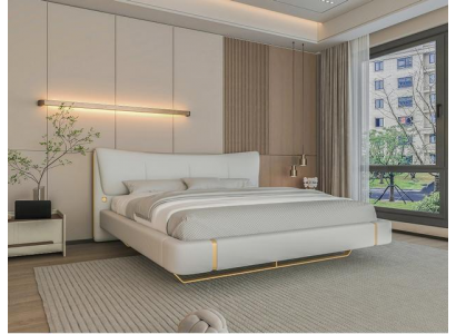 Pat luxos gray with golden details, modern design and comfortable headboard