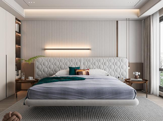 Modern bed frame with minimalist and rounded design