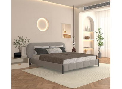 Elegant gray fabric bed