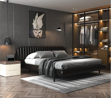 Modern black bed with comfortable sleep
