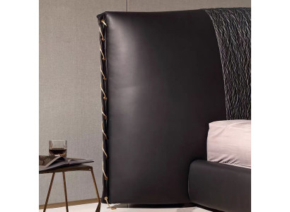 Modern black bed, upholstered, luxurious, exclusive