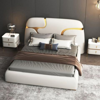 Modern bed gray and gold