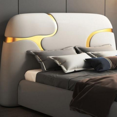 Modern bed gray and gold
