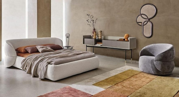 Modern folding bed with function in elegant gray fabric