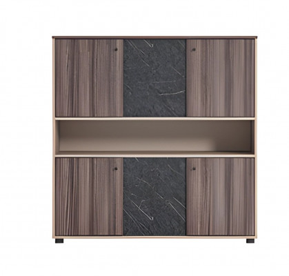 Sivo-brown modern wooden desk with folding doors