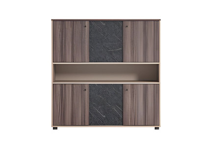 Sivo-brown modern wooden desk with folding doors
