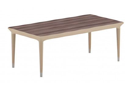 Modern beige coffee table with wooden effect, elegant legs