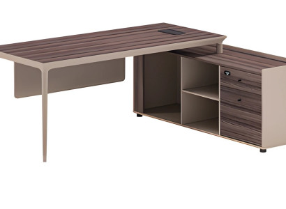 Beige writing desk with storage space and modern design