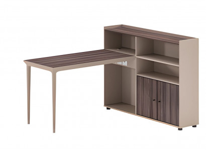 Modern beige writing desk with large storage space