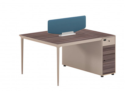 Writing desk with attractive drawers in beige and brown, with drawers and blue key