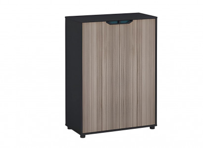 Modern cabinet made of brown and black wood with high-quality storage drawers
