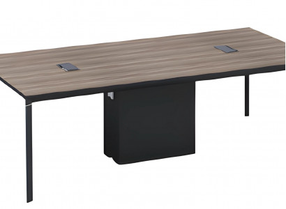 Modern black conference table with cable management