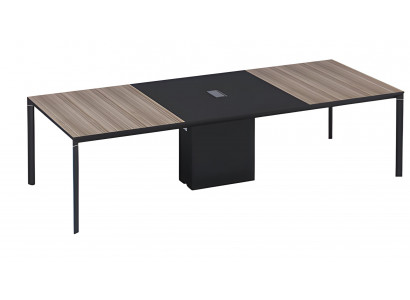 Large conference table in black bronze color with cable connection