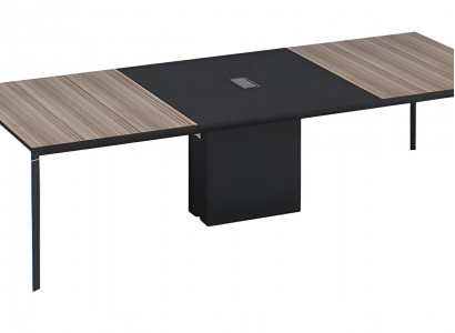 Large conference table in black bronze color with cable connection