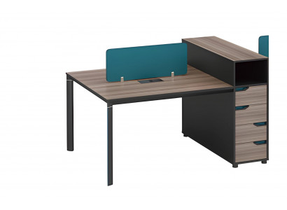 Modern writing desk with storage, partition board, and wood appearance