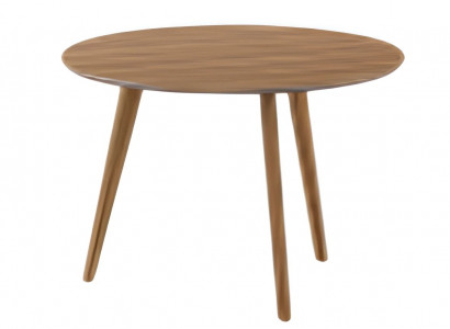 Modern round coffee table with simple wooden legs