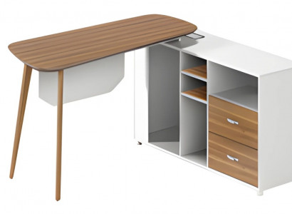 Modern white wooden table with thin legs