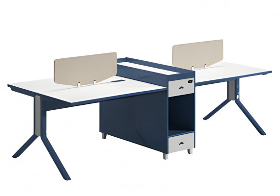 Modern writing desk with two sides, dividing board and storage space
