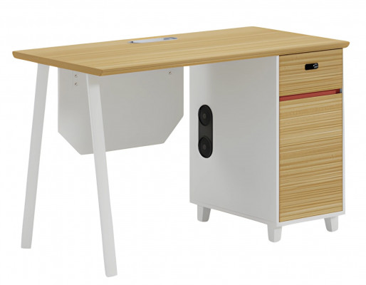 Modern writing desk with storage and white legs