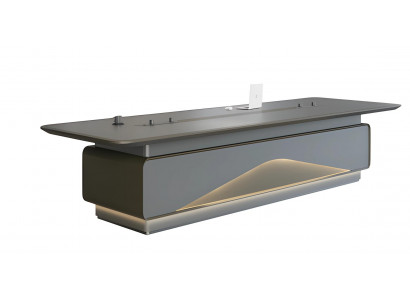 Luxury gray coffee table with LED lighting and cable management