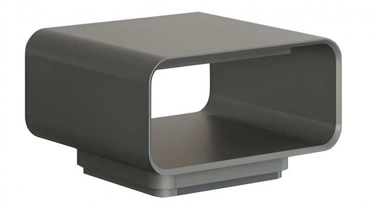 Modern gray and black coffee table with open shelf in minimalist style