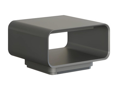 Modern gray and black coffee table with open shelf in minimalist style