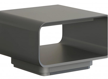 Modern gray and black coffee table with open shelf in minimalist style